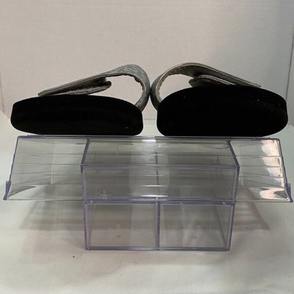 Michael Kors Silver Monogram Slide Sandals Women’s 8M Logo Strap Flat - Picture 8 of 10